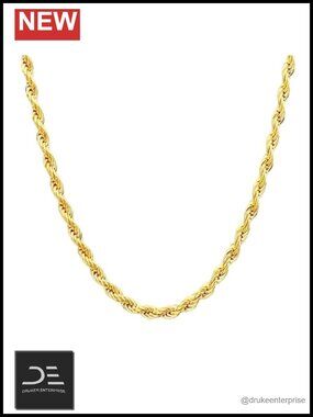 14K Solid Yellow Gold Rope Chain Necklace 1.5-4mm Unisex